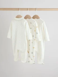 Babypakjes En Babypyjama's|Next - Verpakking van 3 slaappakjes (0-2jr) Witte basis