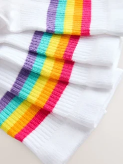 Sokken En Panty's|Sokken En Panty's*Little Bird by Jools Oliver - White Tube Socks 7 Pack Witte pastelkleurige regenboogprint