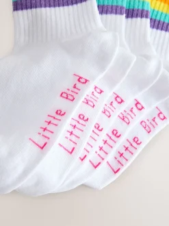 Sokken En Panty's|Sokken En Panty's*Little Bird by Jools Oliver - White Tube Socks 7 Pack Witte pastelkleurige regenboogprint
