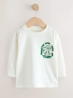 Tops|T-Shirts*Next Witte/Groene Taco - T-shirt met lange mouwen en print op de rug (3mnd -8jr)