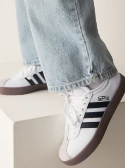 Sneakers|Sneakers*adidas - Vl Court 3.0 Suède sneakers met veters voor kinderen Wit/zwart