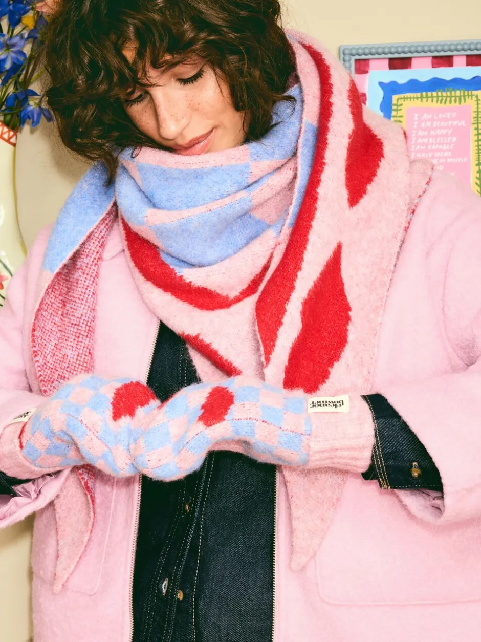 Mutsen, Handschoenen En Sjaals*Eleanor Bowmer - geruite wanten met lippenmotief Wit/zwart