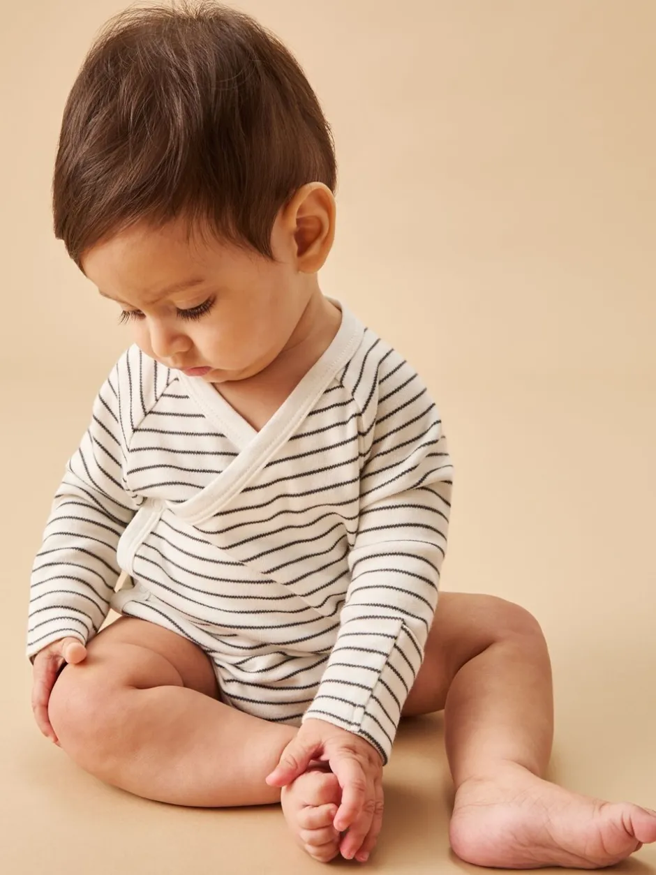 Rompertjes En Hemdjes|Mori - Supersoft kimono-romper Wit/zwart
