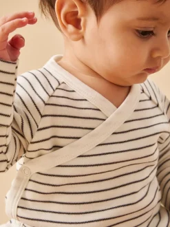 Rompertjes En Hemdjes|Mori - Supersoft kimono-romper Wit/zwart