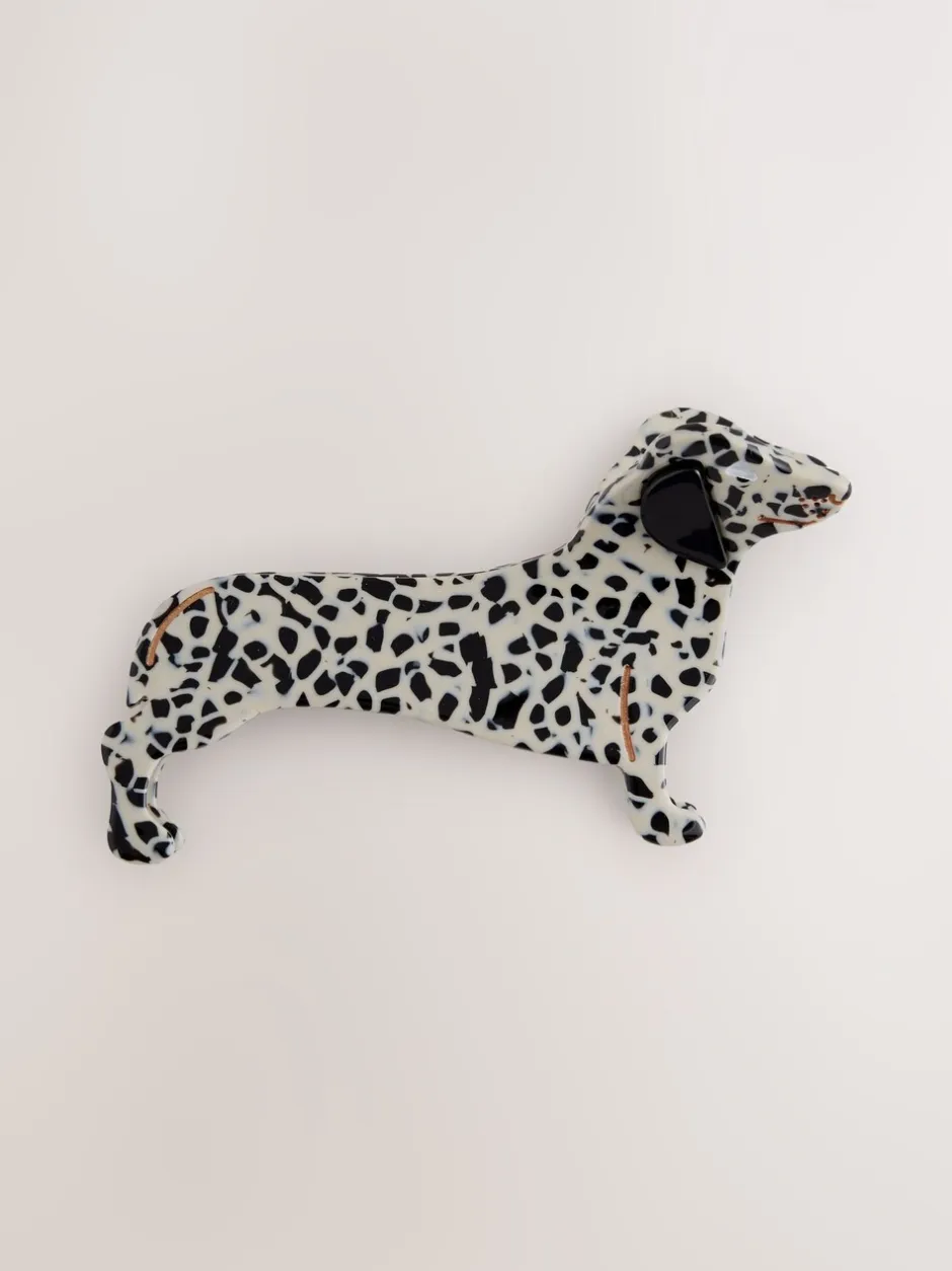 Haaraccessoires|Next - Sausage Dog Hair Claw Clip Wit/zwart