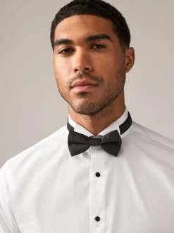 Formele Overhemden*Next Wit/zwart - Slim Fit - Double Cuff Regular Fit Shirt And Bow Tie Pack