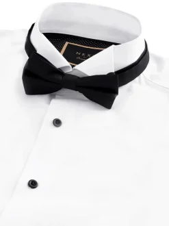 Formele Overhemden|Next - Slim Fit - Set van overhemd met enkele manchet en een vlinderstrik Wit/zwart
