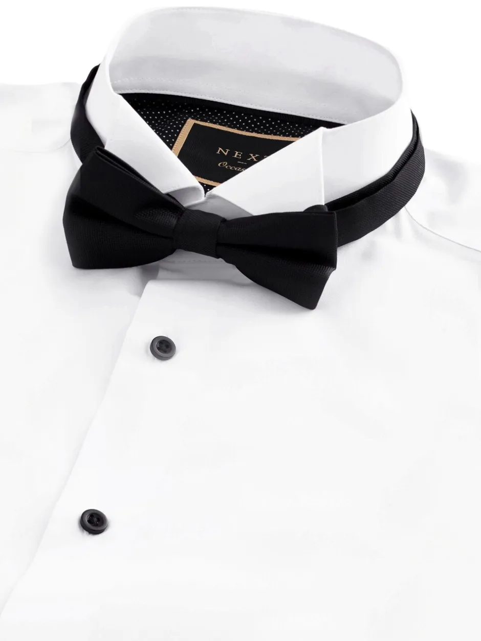 Formele Overhemden|Next - Slim Fit - Set van overhemd met enkele manchet en een vlinderstrik Wit/zwart