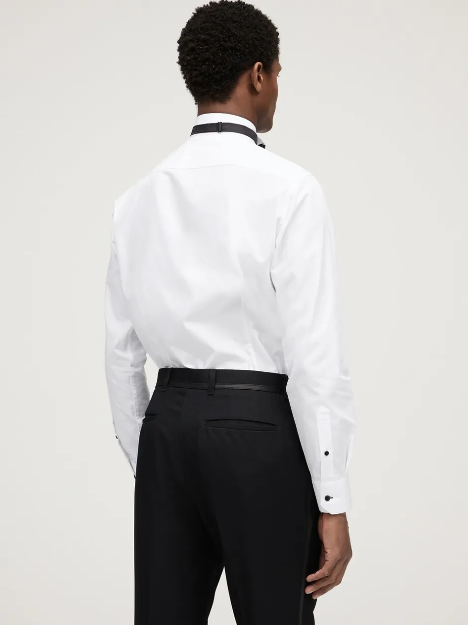 Formele Overhemden|Next - Slim Fit - Set van overhemd met enkele manchet en een vlinderstrik Wit/zwart