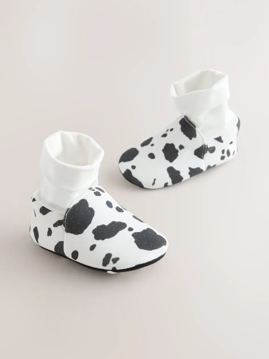 Pantoffels*Next Wit/Zwart Koeienprint - Babyschoenen met sok-bovenkant (0-18mnd)