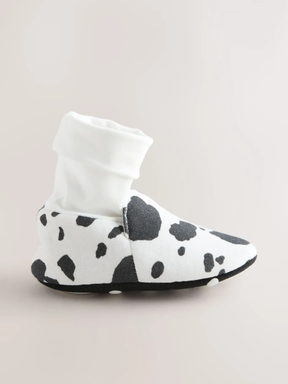 Pantoffels*Next Wit/Zwart Koeienprint - Babyschoenen met sok-bovenkant (0-18mnd)