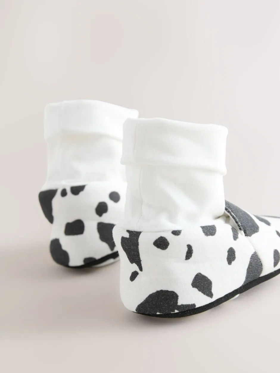 Pantoffels*Next Wit/Zwart Koeienprint - Babyschoenen met sok-bovenkant (0-18mnd)