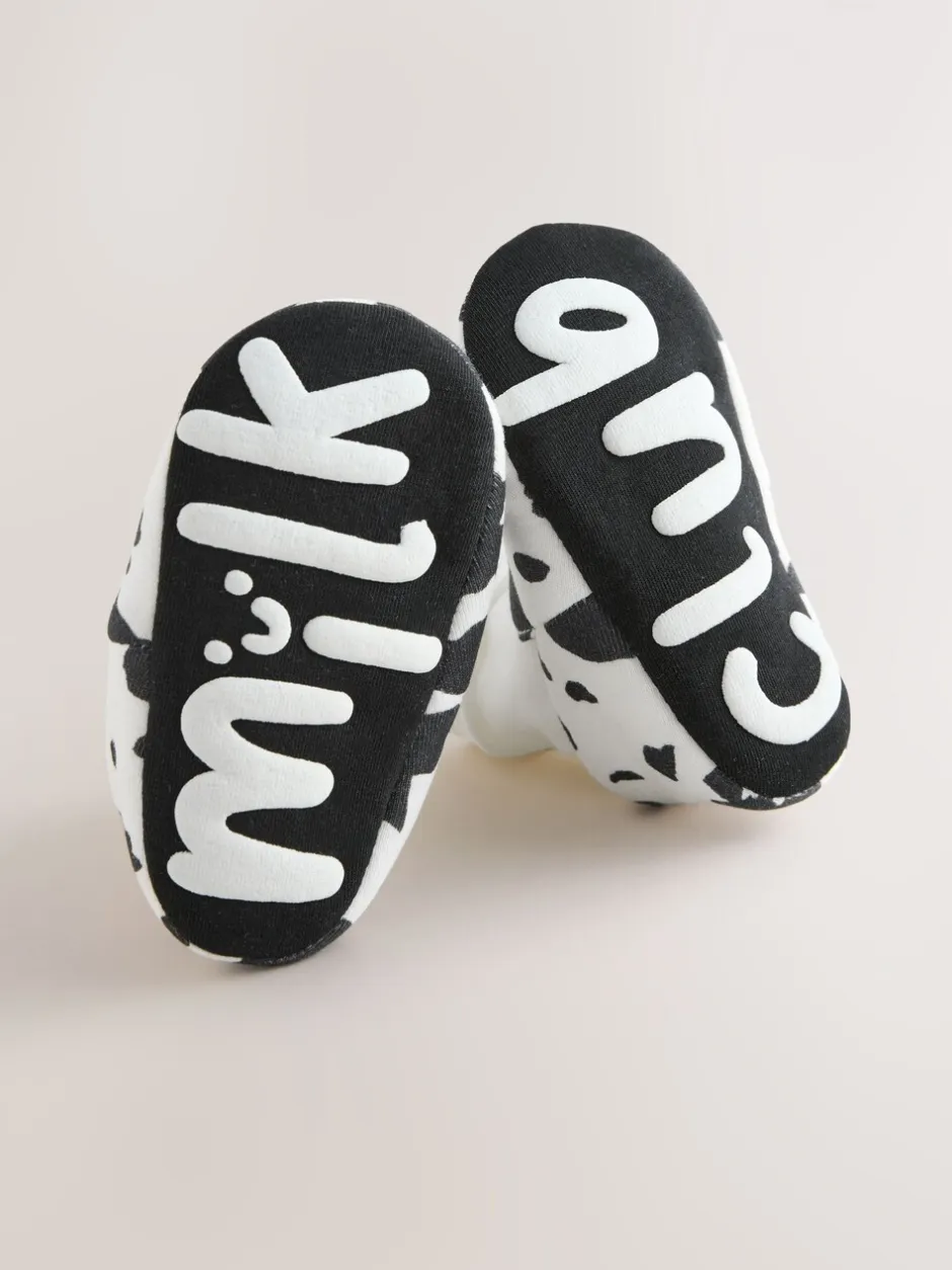 Pantoffels*Next Wit/Zwart Koeienprint - Babyschoenen met sok-bovenkant (0-18mnd)
