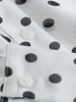 Blouses En Overhemden|Next - Overhemd met doorschijnende lange mouwen Wit/zwart met stippen