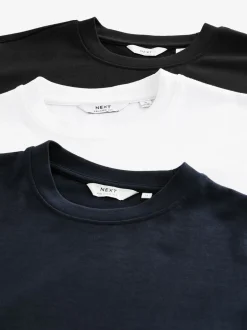 T-Shirts En Hemden*Next Wit/zwart/marineblauw - Relaxed fit - Verpakking van 3 T-shirts van zware stof