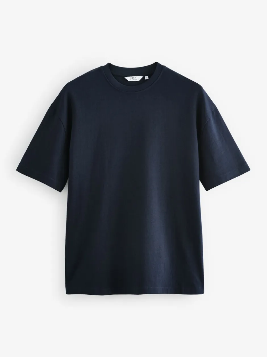 T-Shirts En Hemden*Next Wit/zwart/marineblauw - Relaxed fit - Verpakking van 3 T-shirts van zware stof