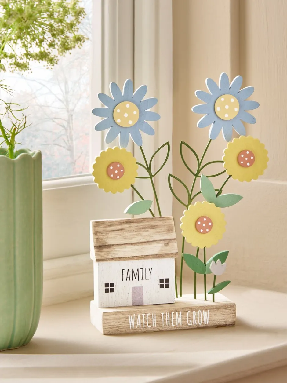 Decoraties*Next Wooden Flower House Scene Ornament