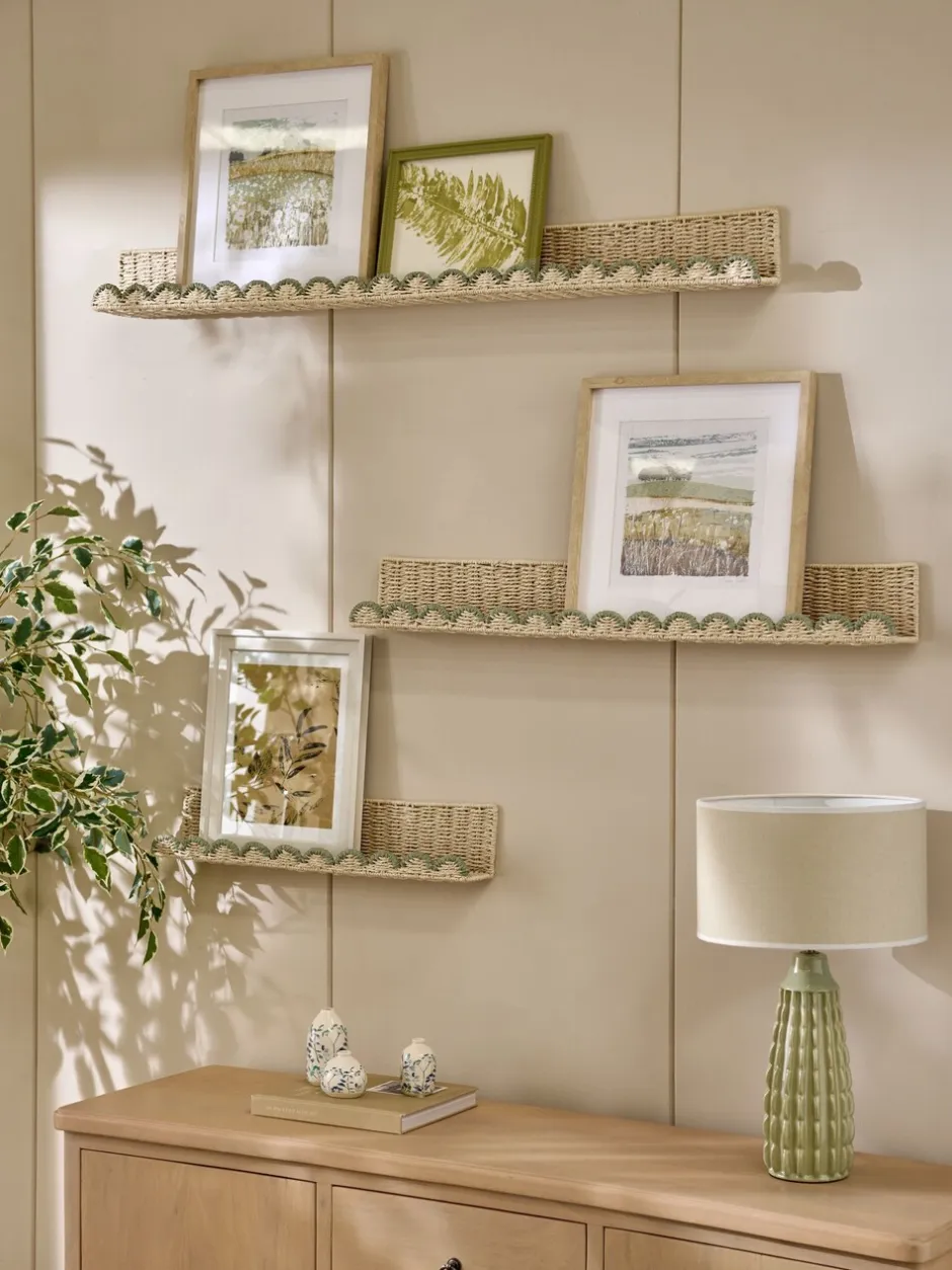 Opslag En Organisatie|Planken En Opslag|Next Woven Scallop Picture Shelf Grijs-groen