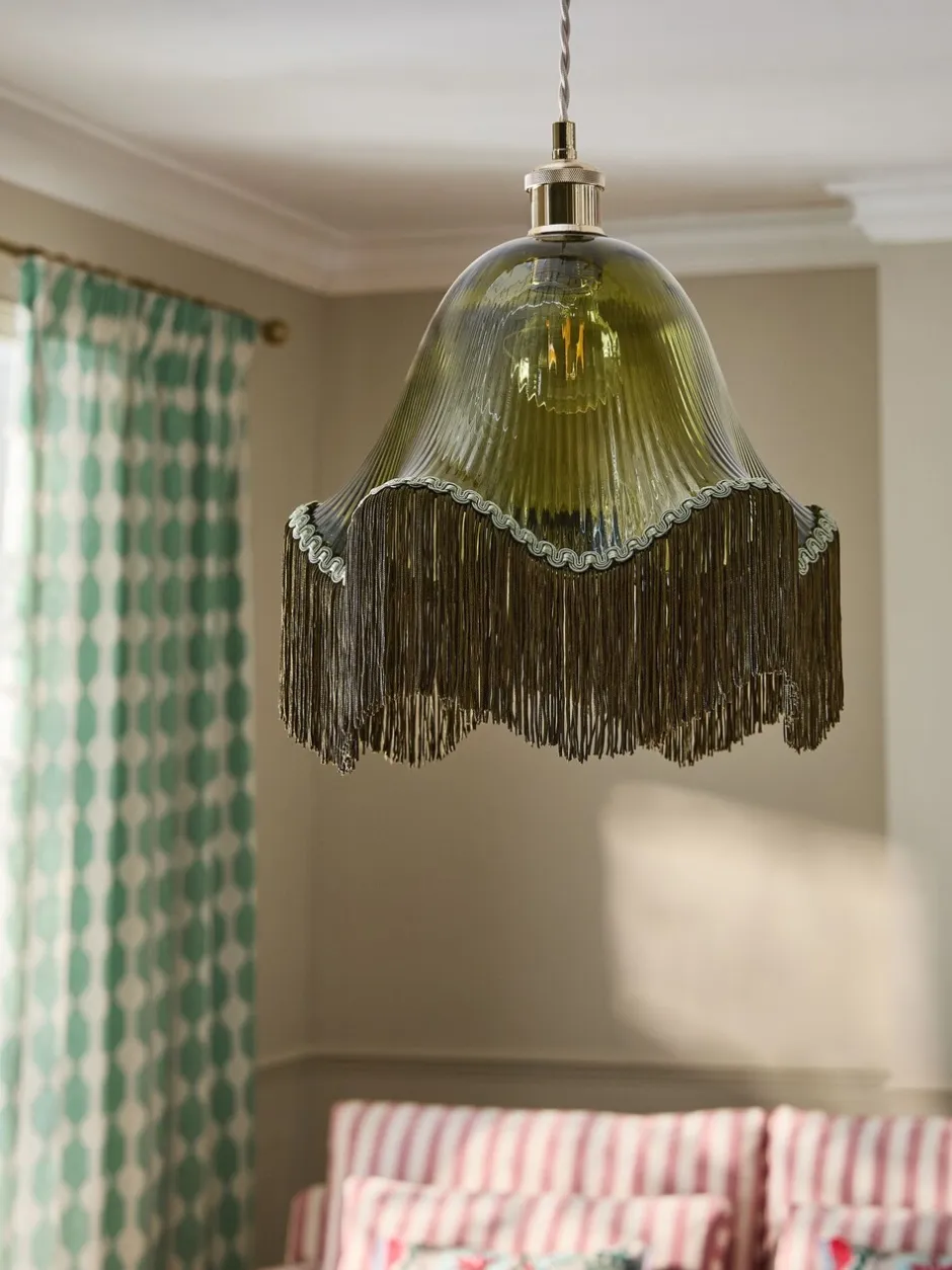 Lampenkappen|Verlichting|Next Wroxton Fringed Easy Fit Ceiling Light Shade Groen