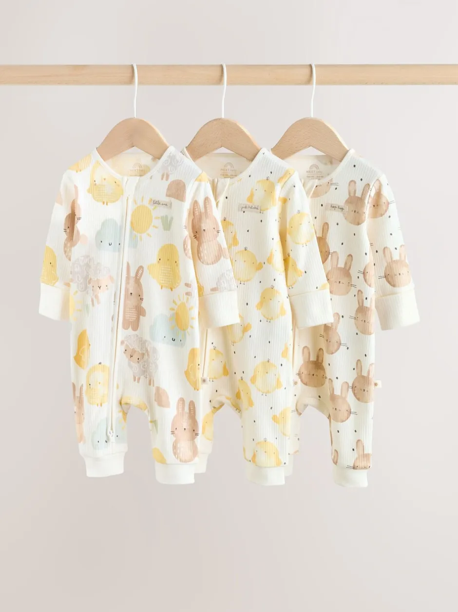 Multipacks|Babypakjes En Babypyjama's*Next Yellow Easter Character - Verpakking van 3 babyslaappakjes met tweewegrits (0 mnd - 3 jr)