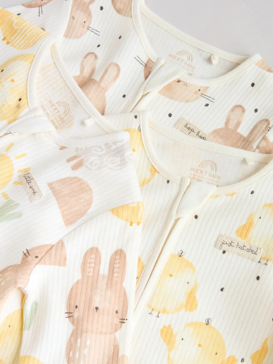 Multipacks|Babypakjes En Babypyjama's*Next Yellow Easter Character - Verpakking van 3 babyslaappakjes met tweewegrits (0 mnd - 3 jr)