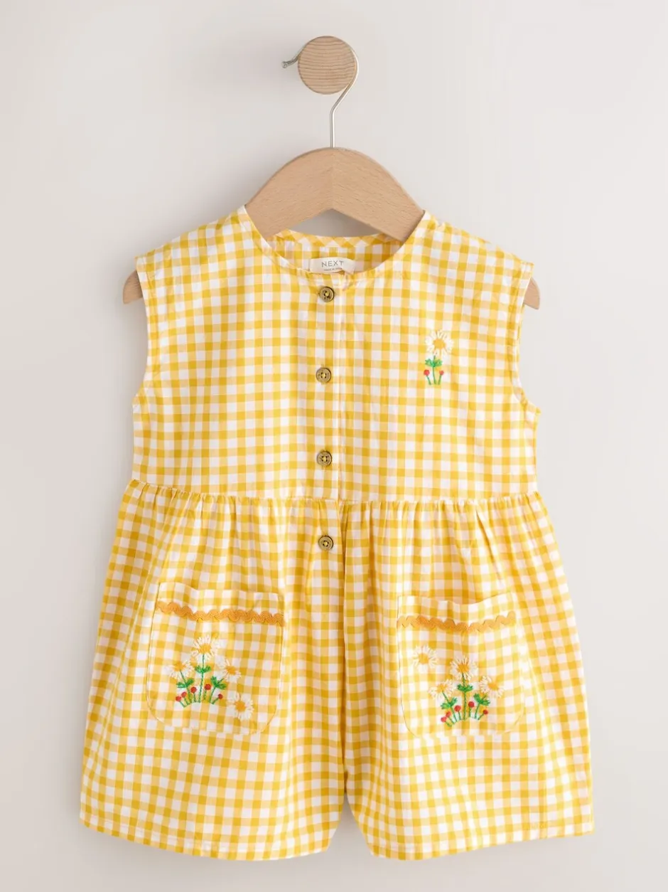 Jumpsuits En Playsuits*Next - Sleeveless Playsuit (3mths-7yrs) Yellow Gingham Embroidered