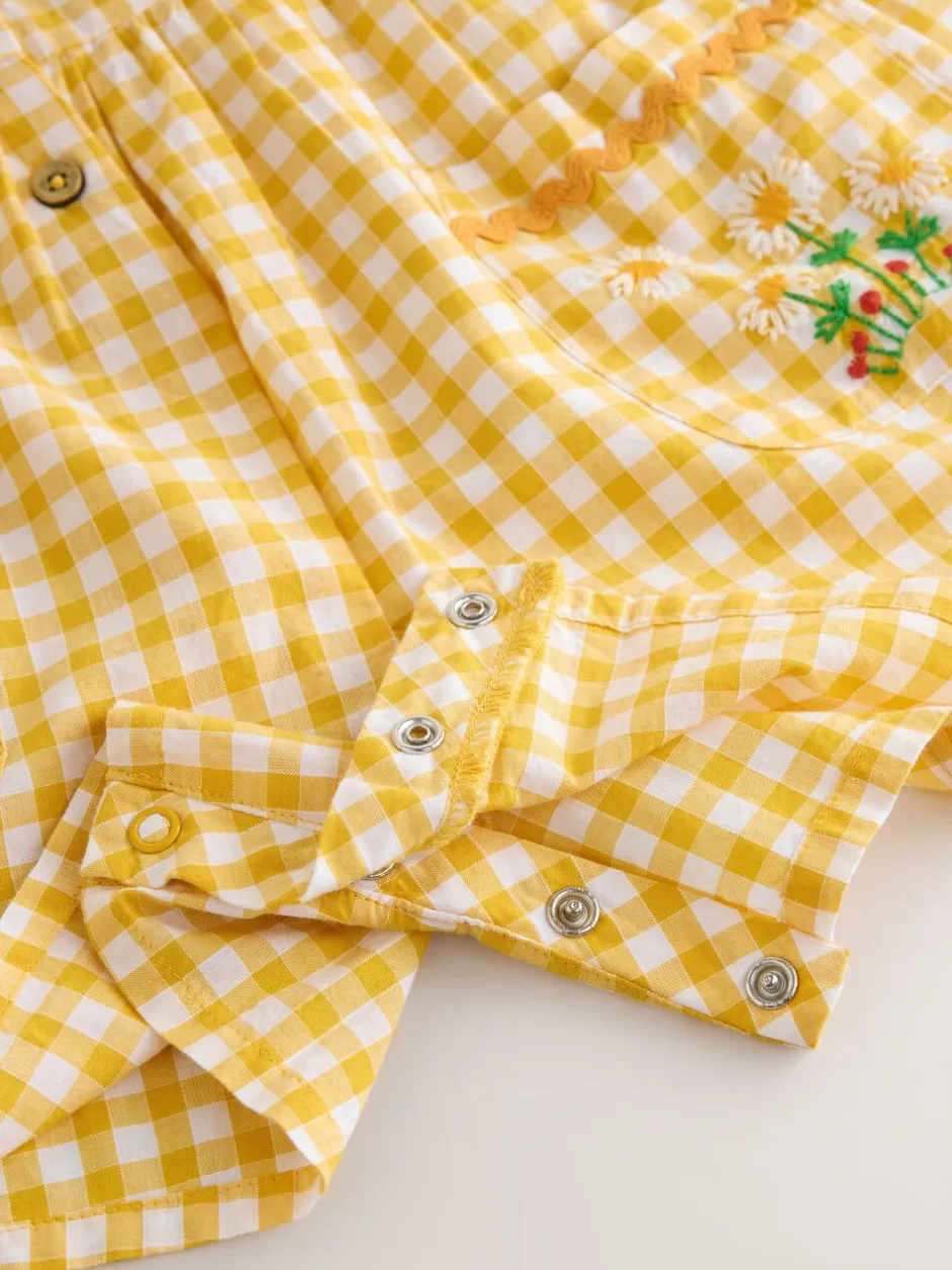 Jumpsuits En Playsuits*Next - Sleeveless Playsuit (3mths-7yrs) Yellow Gingham Embroidered