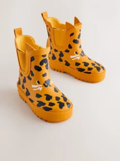 Laarzen*Next - Enkelhoge regenlaarzen Yellow Leopard Print