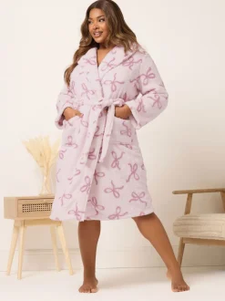 Badjassen*Yours Curve Fluffy Strikken Sjaalkraag Badjas