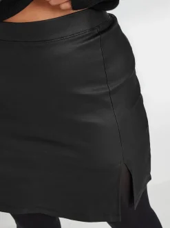Rokken*Yours Curve gecoate minirok met split