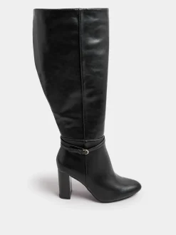 Ruimvallend En Extraruimvallend|Boots*Yours Curve Kniehoge laarzen met hak en extra brede pasvorm