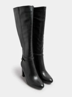 Ruimvallend En Extraruimvallend|Boots*Yours Curve Kniehoge laarzen met hak en extra brede pasvorm