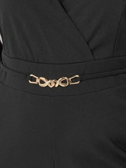 Jumpsuits En Playsuits*Yours Curve London Mesh Sleeve Buckle Jumpsuit