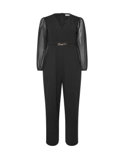 Jumpsuits En Playsuits*Yours Curve London Mesh Sleeve Buckle Jumpsuit