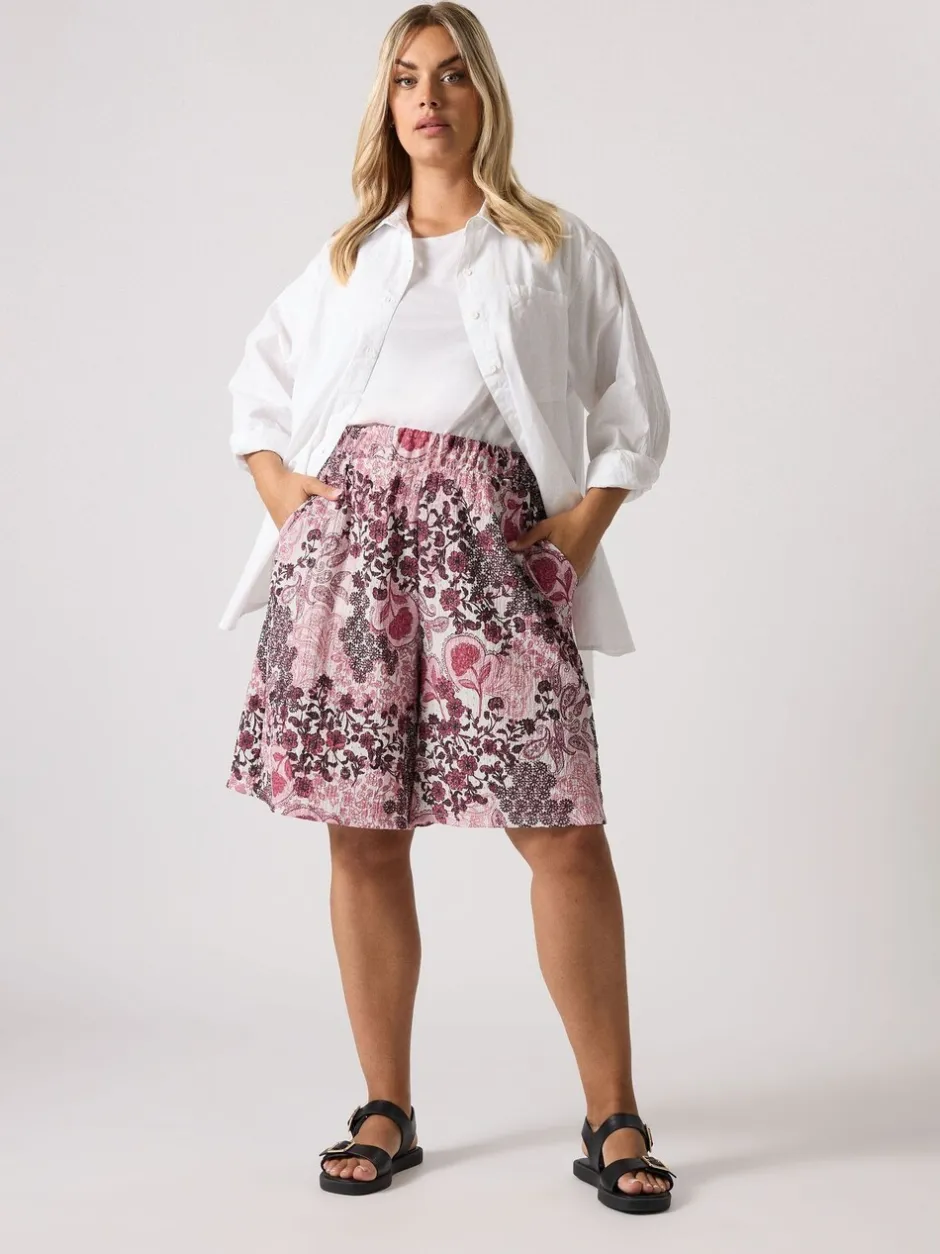 Shorts*Yours Curve Paisley Crinkle Shorts