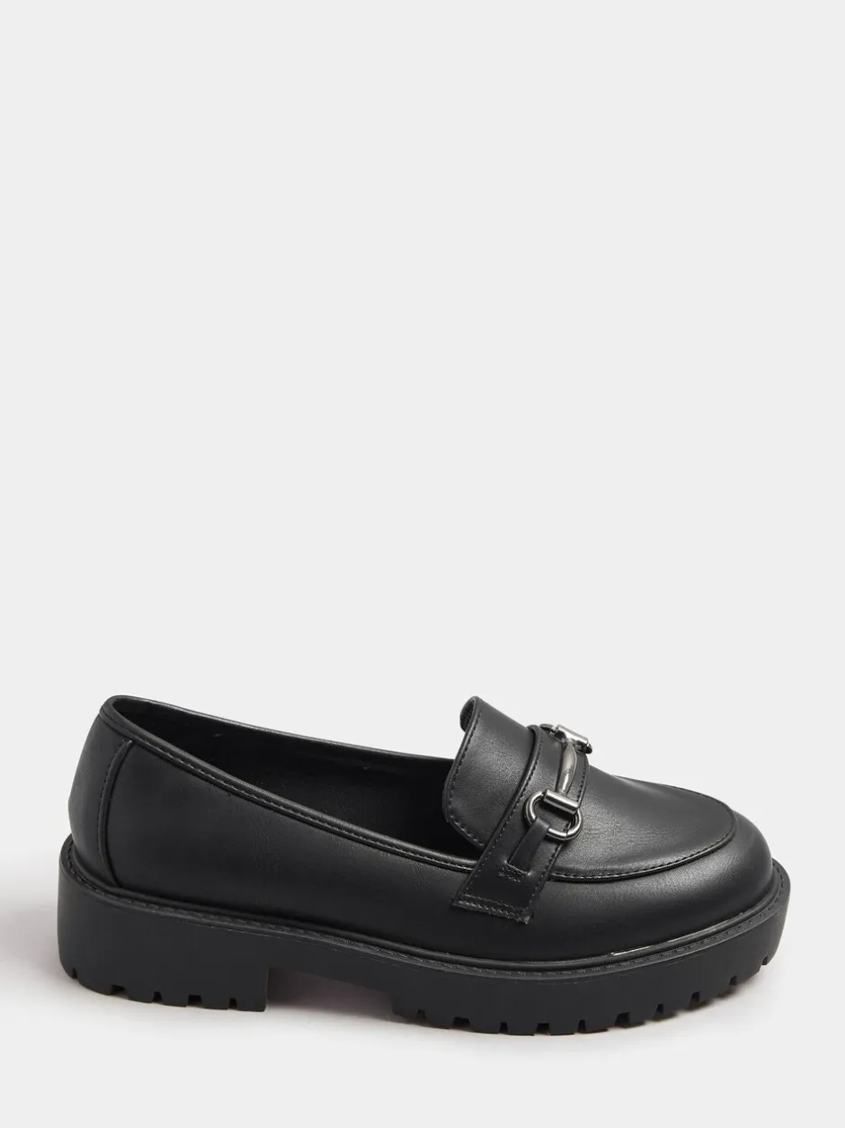 Ruimvallend En Extraruimvallend|Lage Schoenen*Yours Curve Wide Fit Metal Detail Loafers