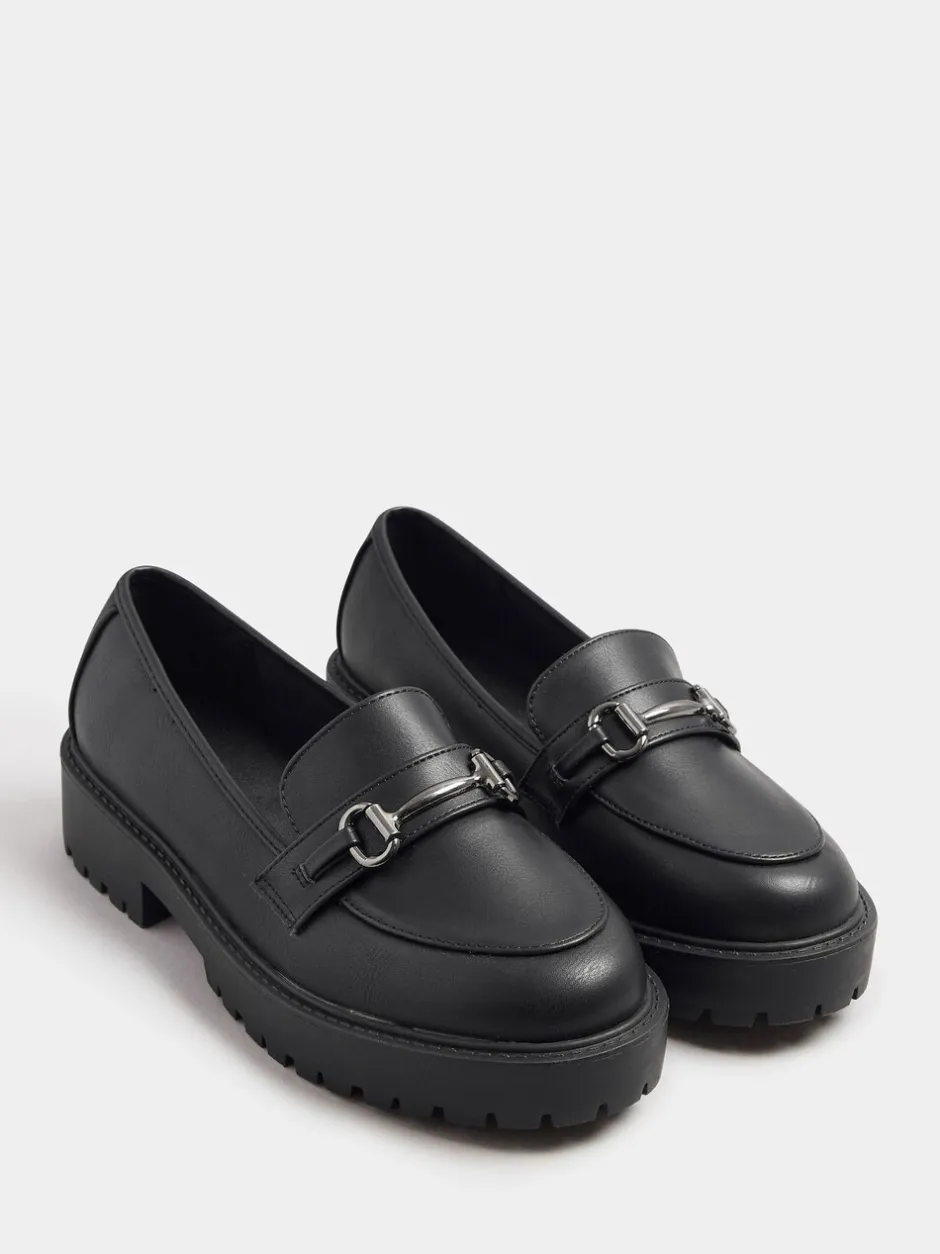 Ruimvallend En Extraruimvallend|Lage Schoenen*Yours Curve Wide Fit Metal Detail Loafers