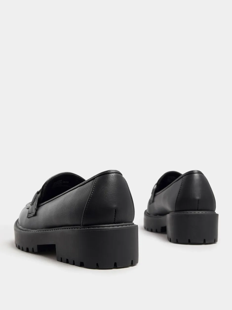 Ruimvallend En Extraruimvallend|Lage Schoenen*Yours Curve Wide Fit Metal Detail Loafers