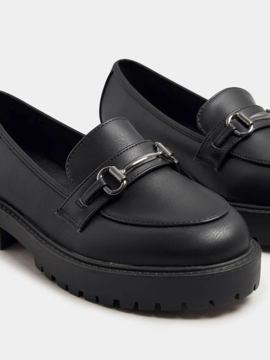 Ruimvallend En Extraruimvallend|Lage Schoenen*Yours Curve Wide Fit Metal Detail Loafers