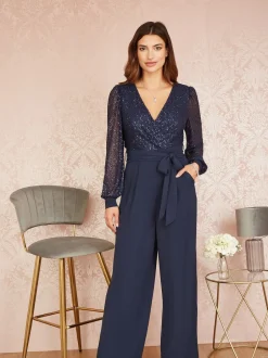 Jumpsuits En Playsuits|Gelegenheidskleding|Yumi - Jumpsuit met lovertjes en lange mouwen
