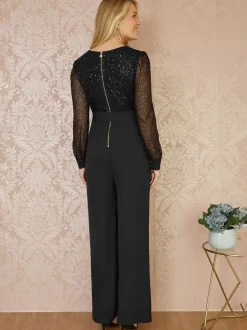 Gelegenheidskleding|Jumpsuits En Playsuits|Yumi - Jumpsuit met lovertjes en lange mouwen