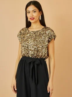 Jumpsuits En Playsuits*Yumi Sequin Top Stretch Jumpsuit