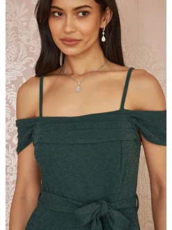 Jumpsuits En Playsuits*Yumi stretchy Bardot-jumpsuit met glitters