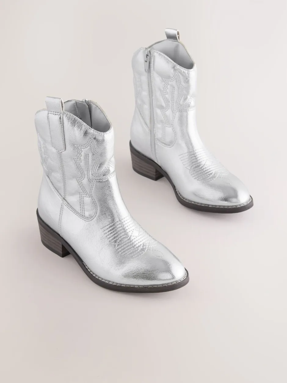 Boots*Next - Enkellaars in cowboystijl Zilver