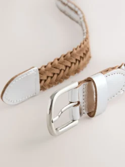 Ceintuurs*Next - Hand Plaited Leather Belt Zilver
