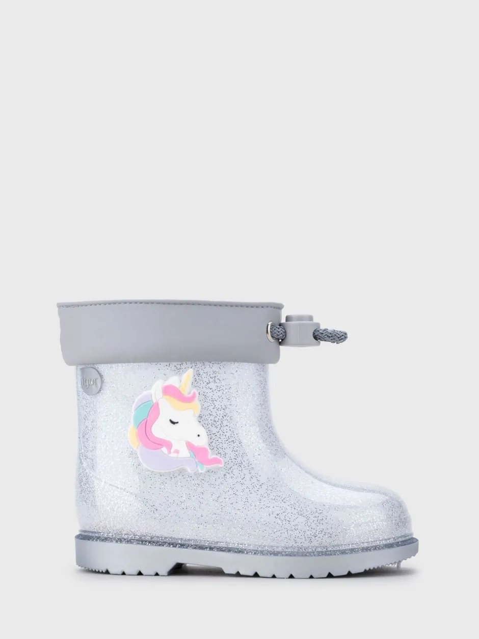 Laarzen*Igor - Glitter Unicorn Ankle Wellies Zilver