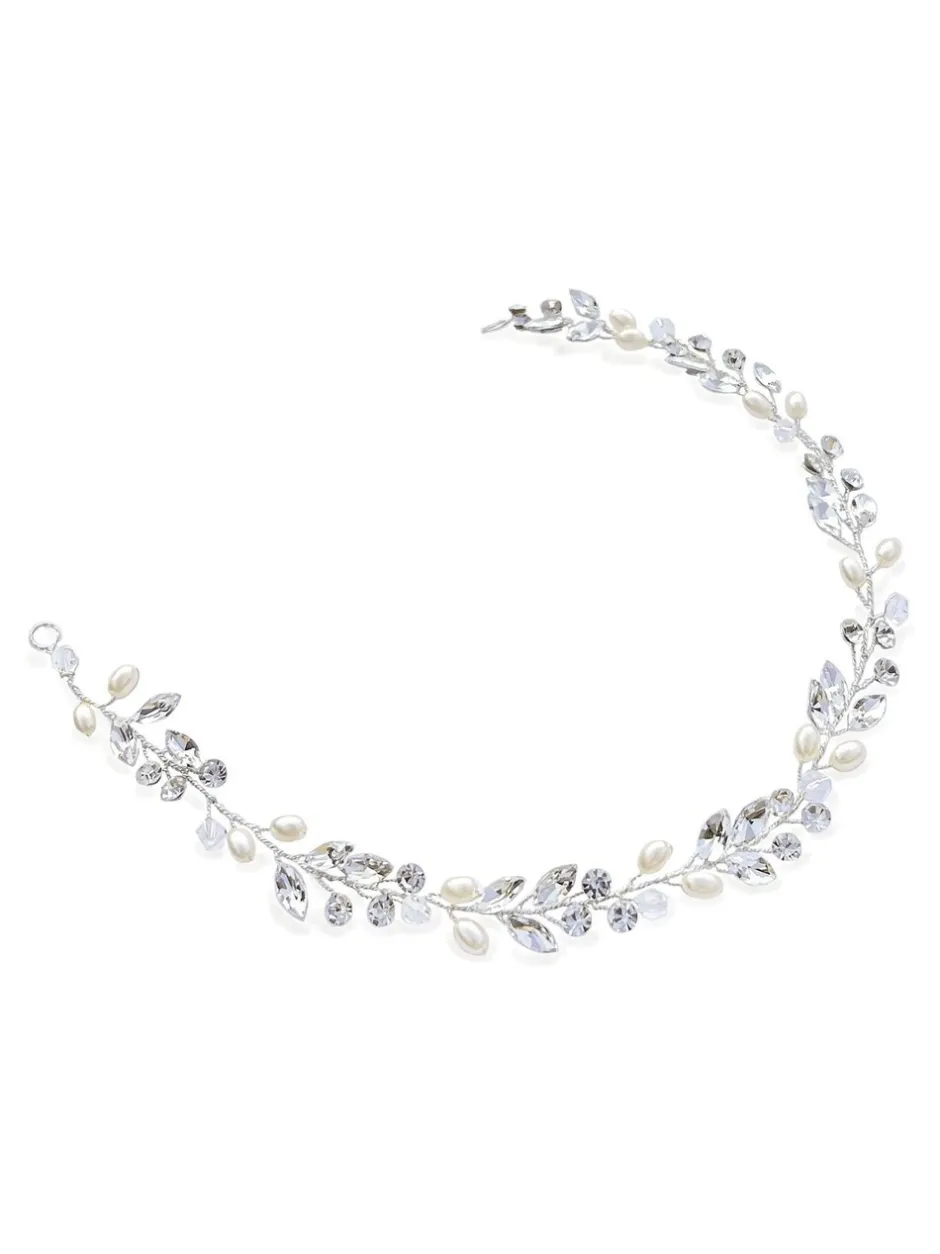 Haaraccessoires|Ivory & Co - bohemia haarband met kristallen en parels Zilver