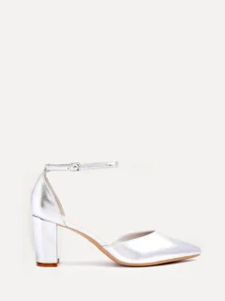 Schoenen Met Hakken*Linzi Zilver - Leona pumps met blokhak en dichte hiel