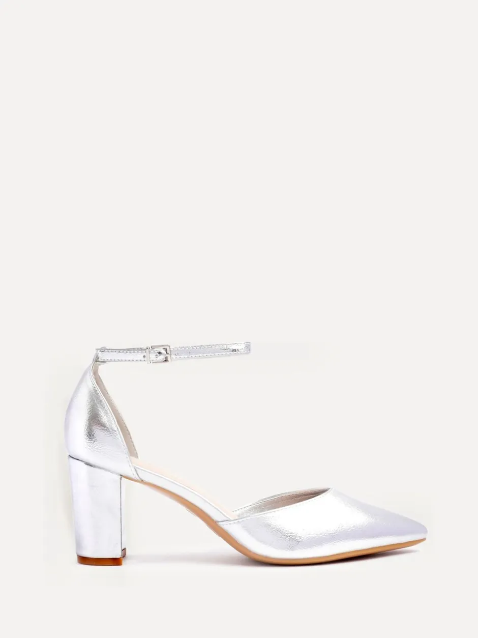 Schoenen Met Hakken*Linzi Zilver - Leona pumps met blokhak en dichte hiel