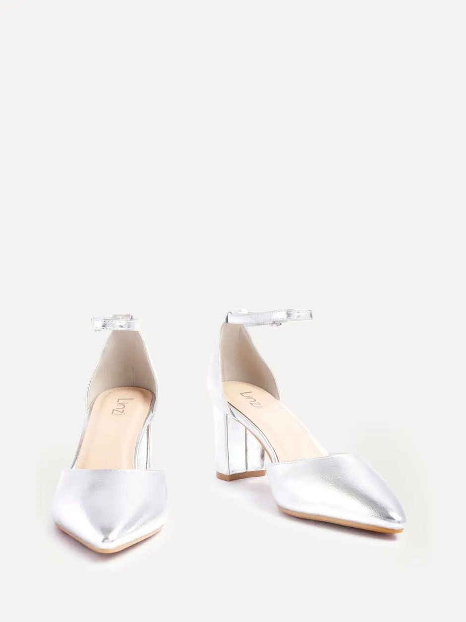Schoenen Met Hakken*Linzi Zilver - Leona pumps met blokhak en dichte hiel